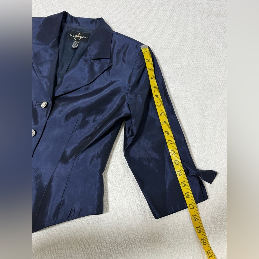 JS Collection Sz 8 Navy Blue Metallic Short Blazer - Picture 11 of 14